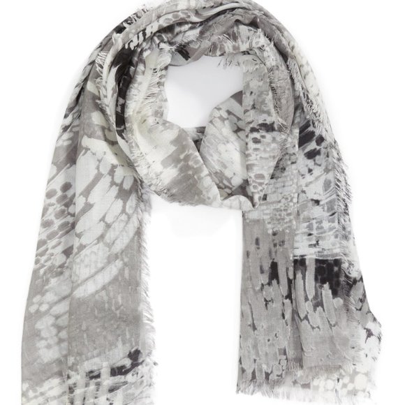 Nordstrom Eyelash Trim Print Cashmere & Silk Wrap - Picture 4 of 8